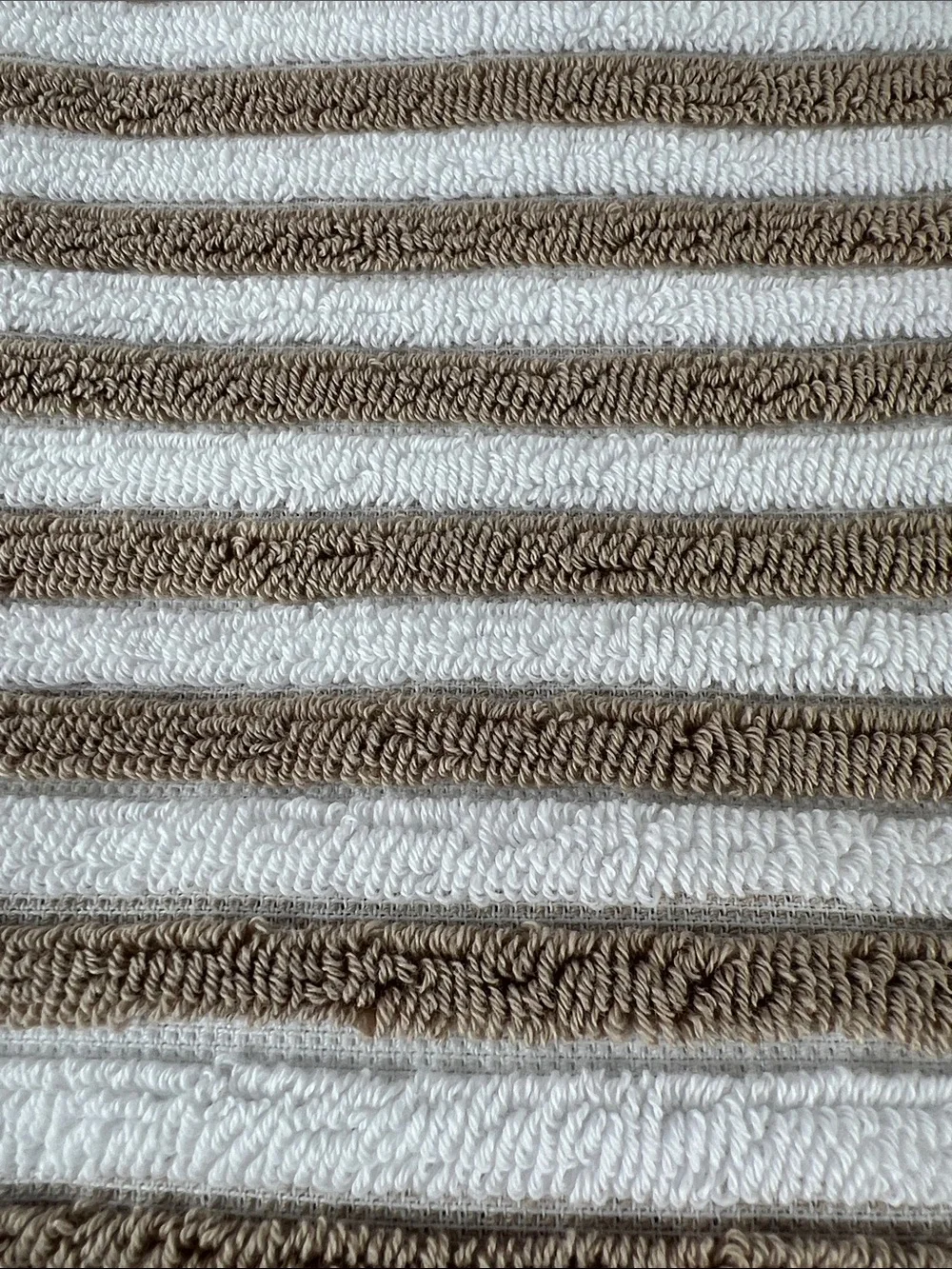 Rachel Zoe Bath Towel Set Beige White Striped with Fringe Soft Cotton 8 Pc NEW